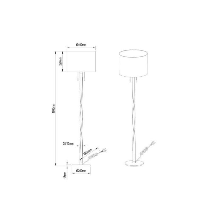 Nickel Stehlampe Modern, Ramten, 7W, 3000K LED, mit Schalter