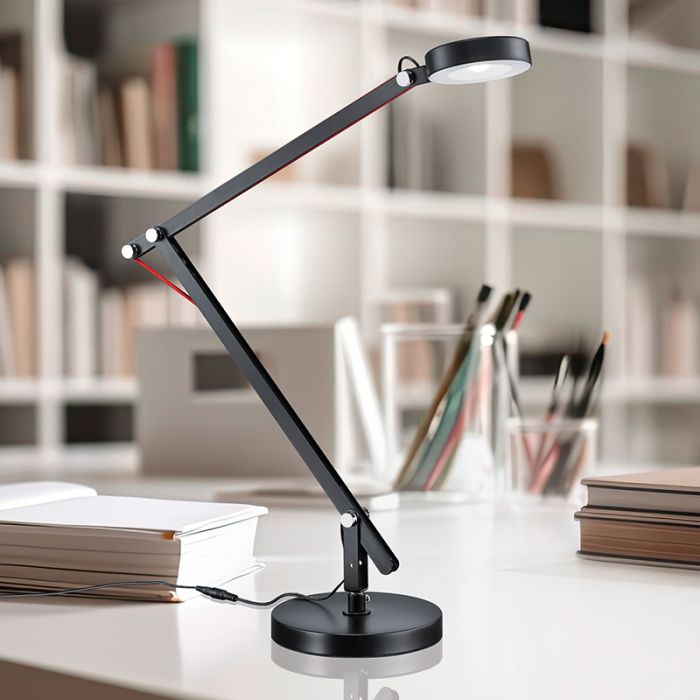 Schwarze Tischleuchte Modern, Pardoes, 5W, 3000K LED, mit Schalter