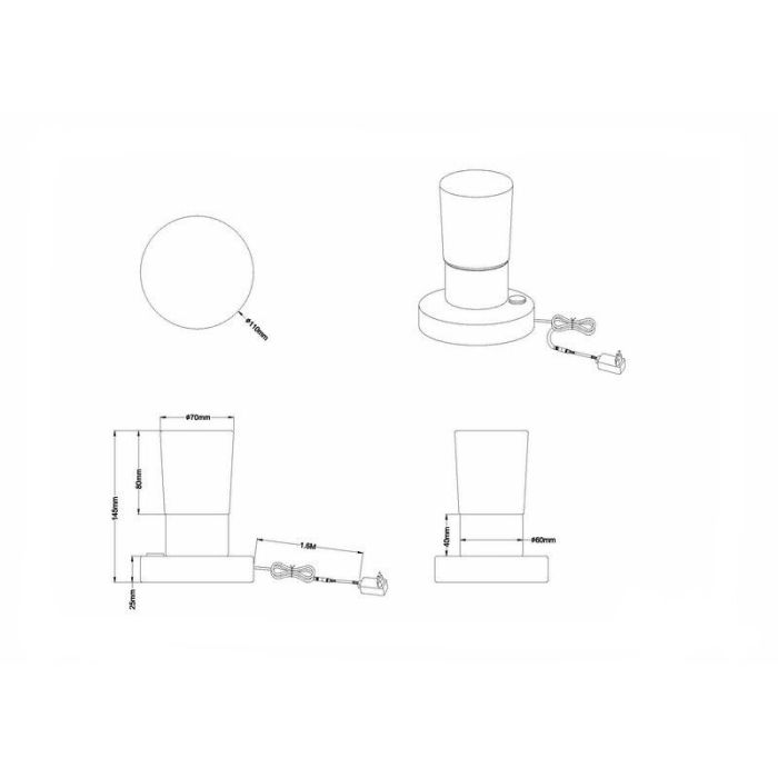 Chrom Tischleuchte Antik, Merle, 4,3W, 3000K LED, mit Schalter