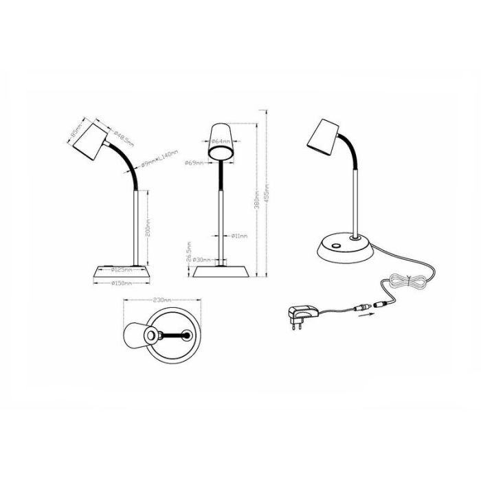 Nickel Tischleuchte Glas, Laysha, 4,7W, 3000K LED, mit Schalter