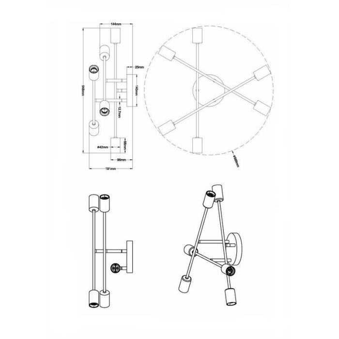 Schwarze Deckenlampe Modern, Kyan