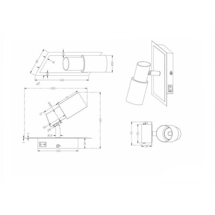 Graue Deckenstrahler Glas, Morely, 4,3W, 3000K LED, mit Schalter