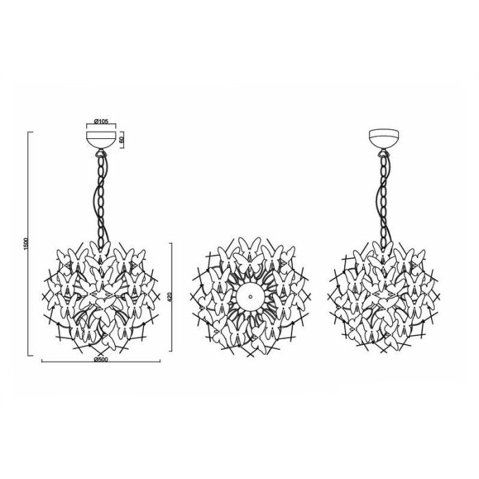 Chrom Pendelleuchte Design, Butterfly