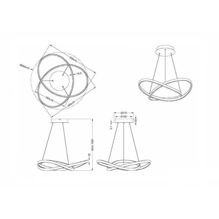 Nickel Pendelleuchte Modern, Aby, 27W, 3000K LED