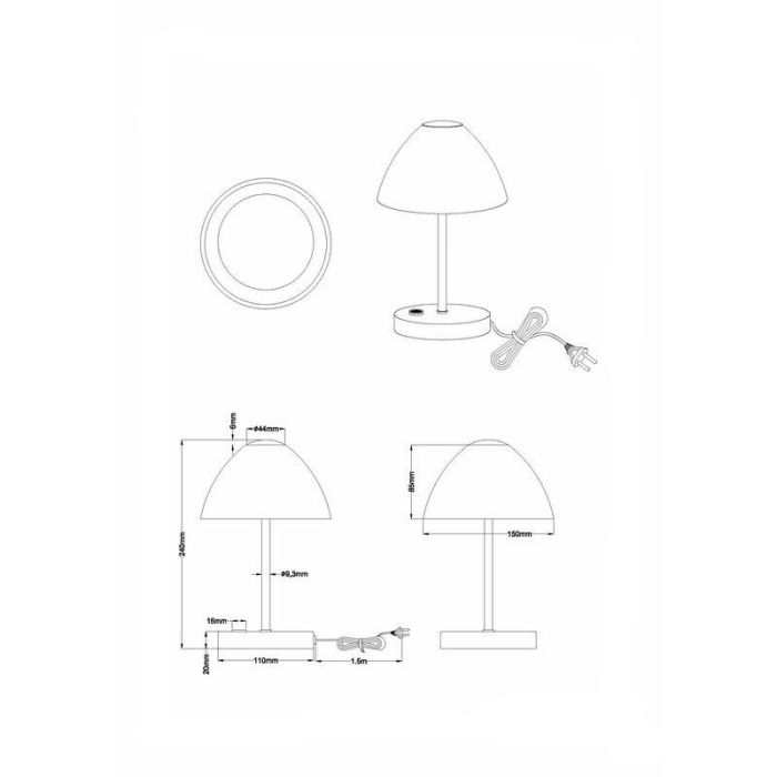 Nickel Tischleuchte Modern, Aaron, 2,5W, 3000K LED, mit Schalter