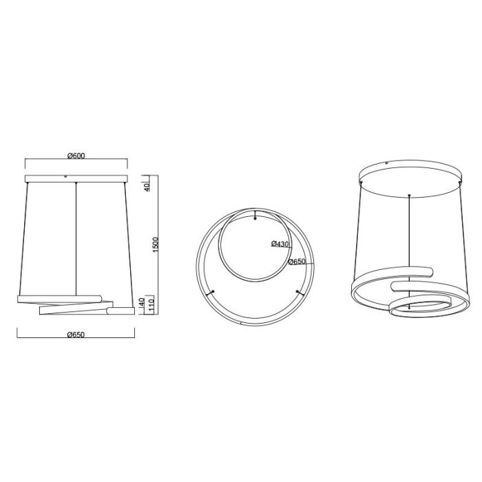 Nickel Pendelleuchte Design, Ewout, 68W, 3000K LED, 3-stufig dimmbar