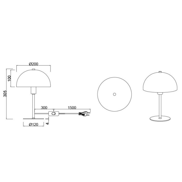 Weiße Tischleuchte Modern, Fransisca, mit Schalter