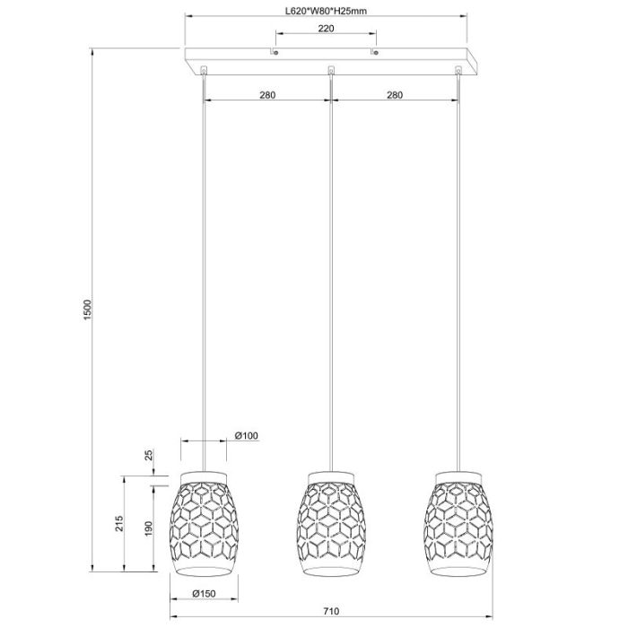 Weiße Pendelleuchte Modern, Delana