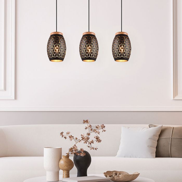 Schwarze Pendelleuchte Modern, Delana
