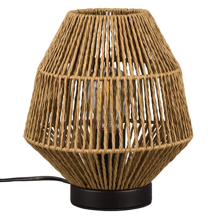 Rattan Tischleuchte Braun, Fleurtje, mit Schalter