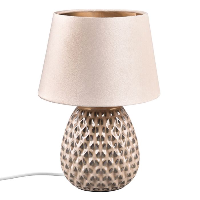 Keramik Tischleuchte Beige, Anderson, mit Schalter