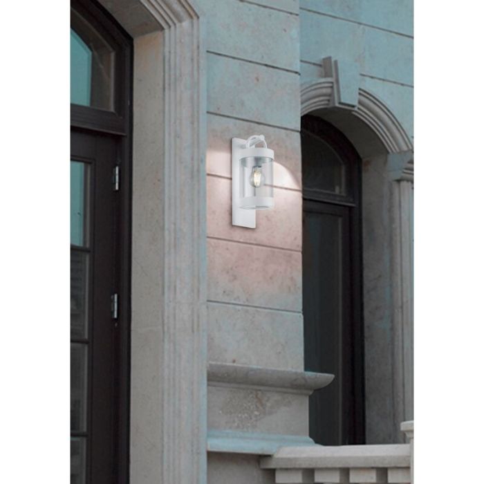 Weiße Außen Wandleuchte mit Dämmerungsmelder Modern, Sambesi, IP44