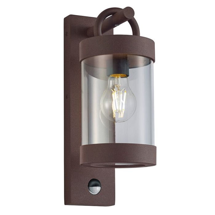 Rostfarbene Außen Wandleuchte mit Bewegungsmelder Modern, Sambesi, IP44