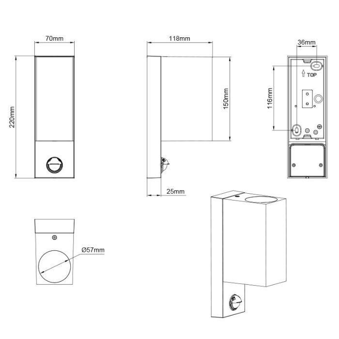 Anthrazit Außen Wandleuchte mit Bewegungsmelder Modern, Laurien, IP44