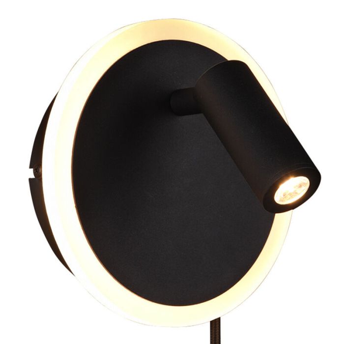 Schwarze Wandleuchte Modern, Sirias, 5W, 3000K LED, mit Schalter