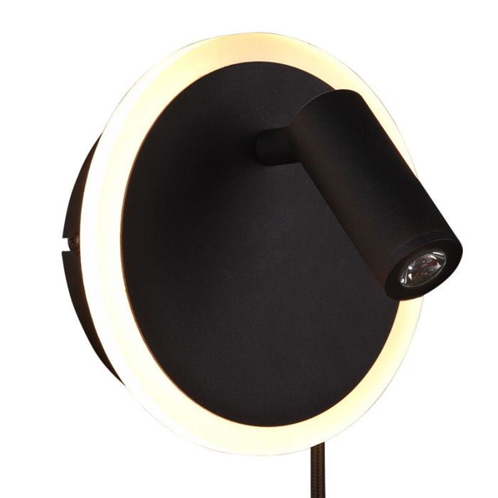 Schwarze Wandleuchte Modern, Sirias, 5W, 3000K LED, mit Schalter
