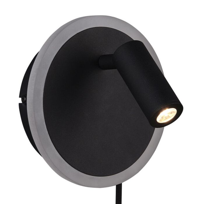 Schwarze Wandleuchte Modern, Sirias, 5W, 3000K LED, mit Schalter