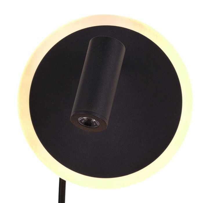 Schwarze Wandleuchte Modern, Sirias, 5W, 3000K LED, mit Schalter