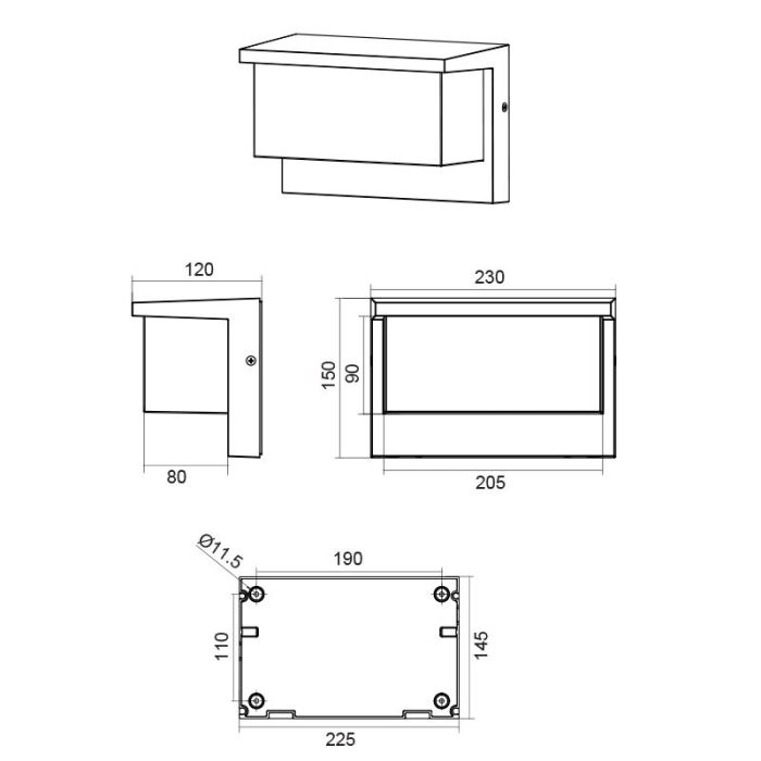 Anthrazit Außenleuchte Modern, Slimane, 13W, 3000K LED, IP54