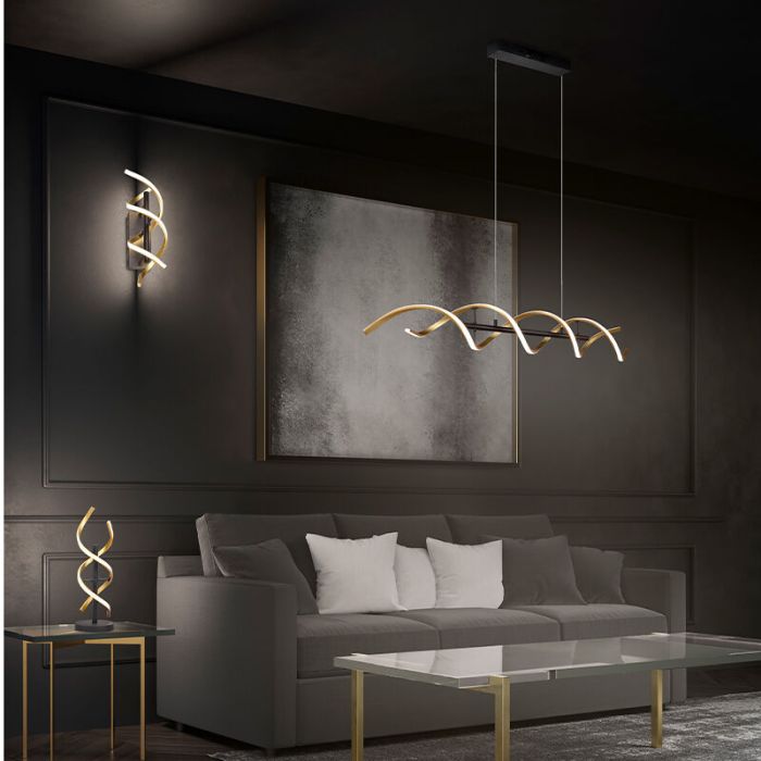 Messing Pendelleuchte Esszimmer Design, Sylvian, 45W, warm- bis kaltweiß einstellbare LED, 3-stufig dimmbar