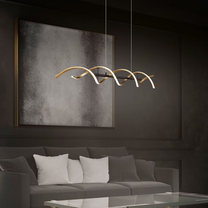 Messing Pendelleuchte Esszimmer Design, Sylvian, 45W, warm- bis kaltweiß einstellbare LED, 3-stufig dimmbar