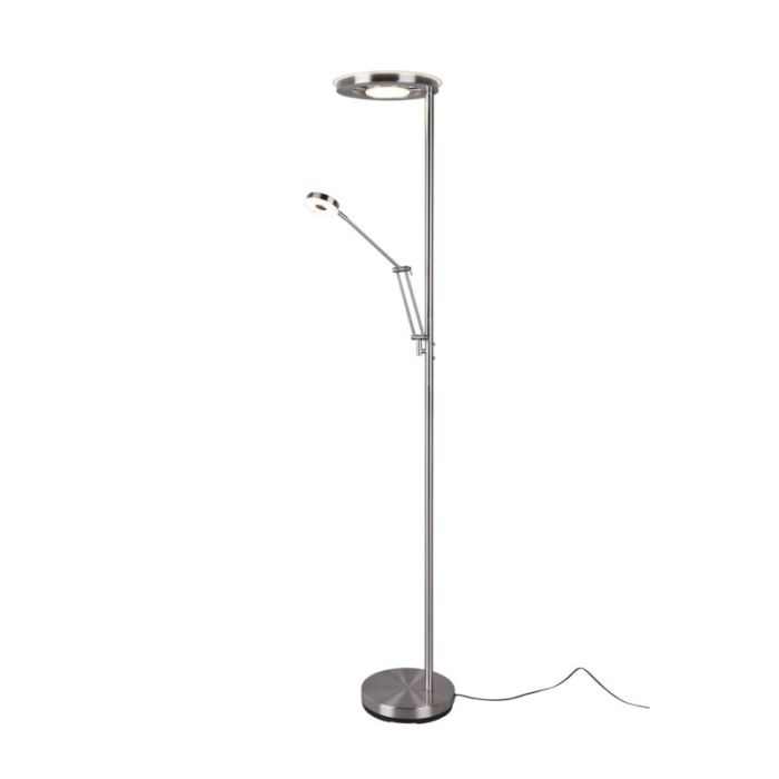 Nickel Leselampe Stehlampe Modern, Yazid, 32W, in Lichtfarbe einstellbare LED, mit Touch-Dimmer