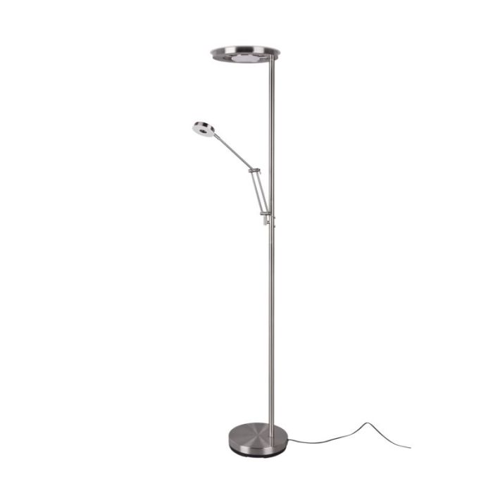 Nickel Leselampe Stehlampe Modern, Yazid, 32W, in Lichtfarbe einstellbare LED, mit Touch-Dimmer