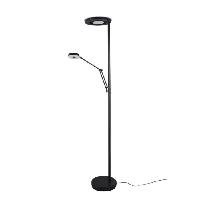 Schwarze Leselampe Stehlampe Modern, Yazid, 32W, in Lichtfarbe einstellbare LED, mit Touch-Dimmer