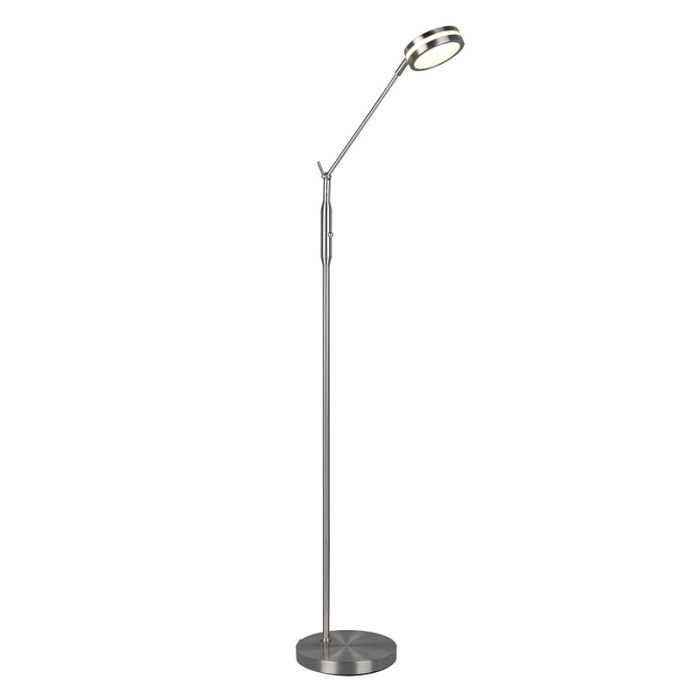 Nickel Leselampe Stehlampe Modern, Marjon, 6W, warm- bis kaltweiß einstellbare LED, mit Touch-Dimmer