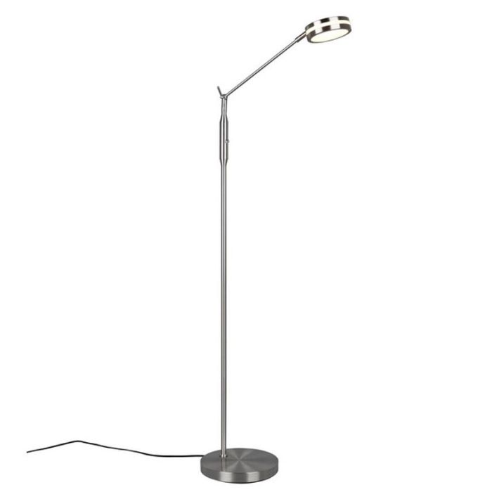 Nickel Leselampe Stehlampe Modern, Marjon, 6W, warm- bis kaltweiß einstellbare LED, mit Touch-Dimmer