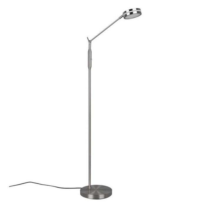 Nickel Leselampe Stehlampe Modern, Marjon, 6W, warm- bis kaltweiß einstellbare LED, mit Touch-Dimmer
