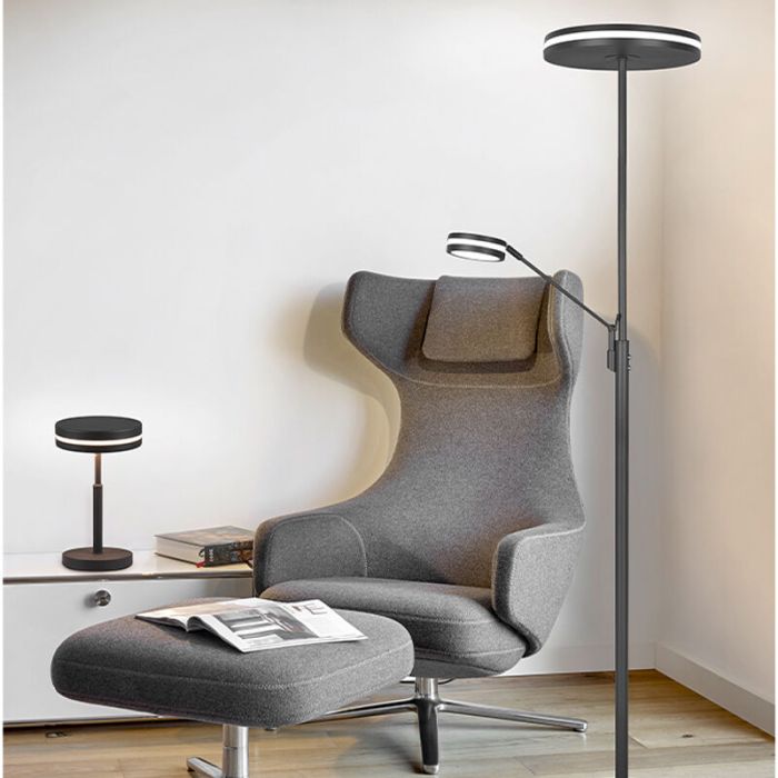Anthrazit Leselampe Stehlampe Modern, Marjon, 35W, warm- bis kaltweiß einstellbare LED, mit Touch-Dimmer