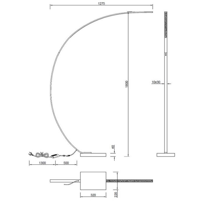 Schwarze Bogenlampe Modern, Yoel, 18W, 3000K LED, mit Schalter