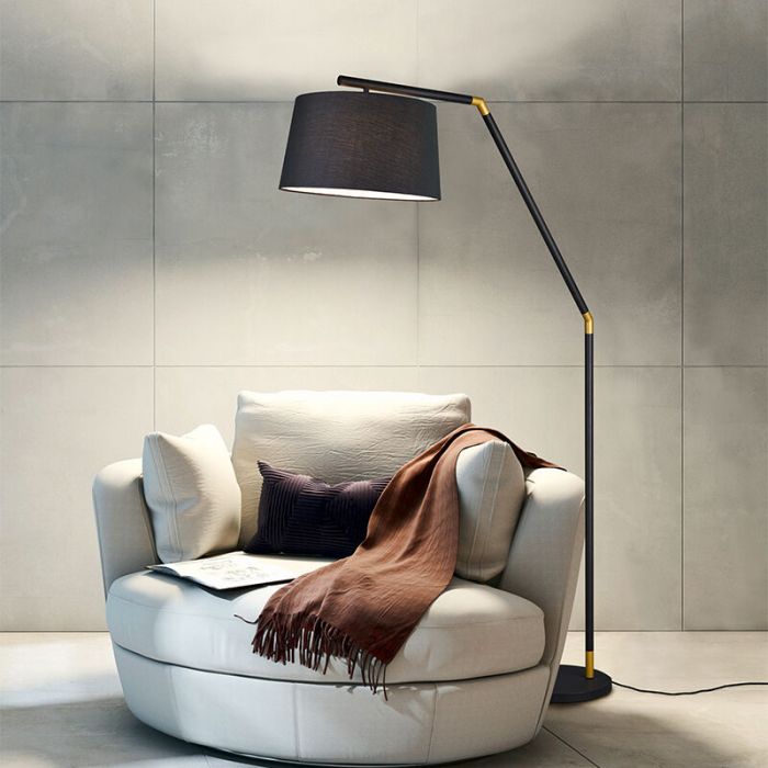 Schwarze Bogenlampe Modern, Lendy, mit Schalter