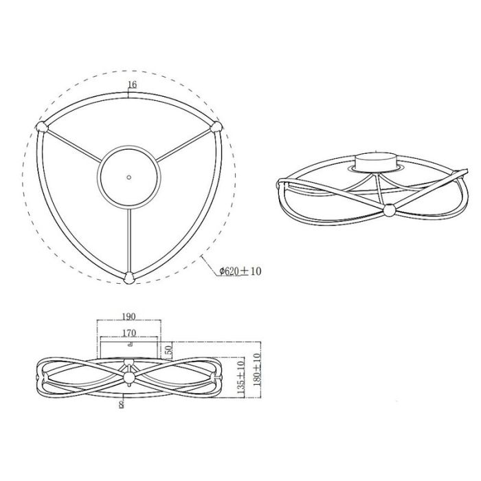 Messing Deckenlampe Modern, Remy, 42W, 3000K LED