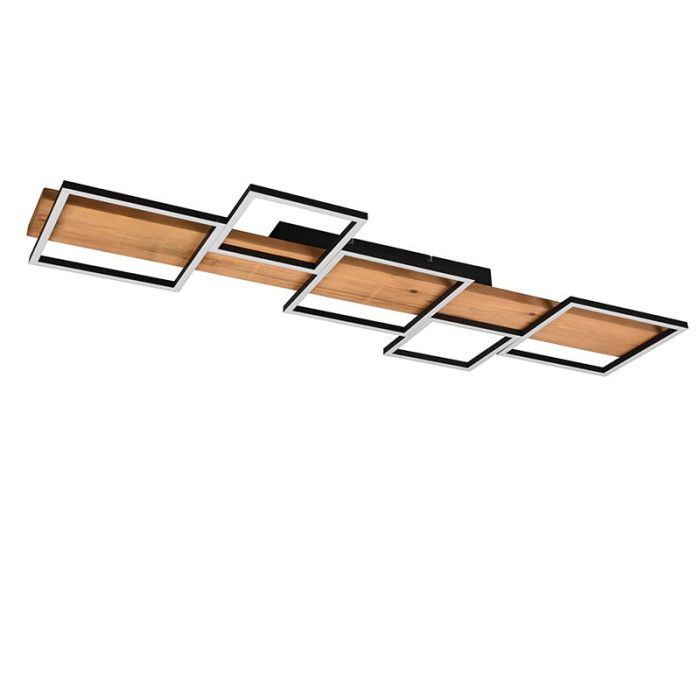 Holz Deckenlampe Braun, Justian, 42W, 3000K LED, 3-stufig dimmbar