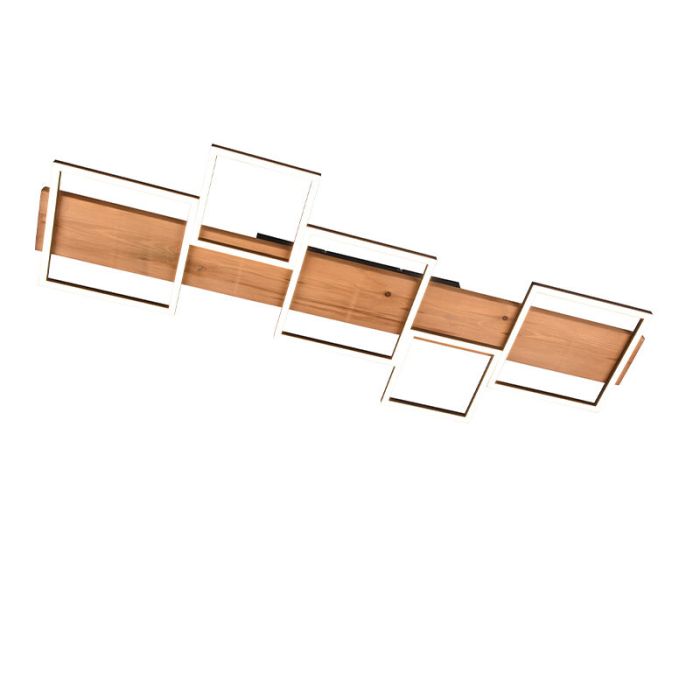 Holz Deckenlampe Braun, Justian, 42W, 3000K LED, 3-stufig dimmbar