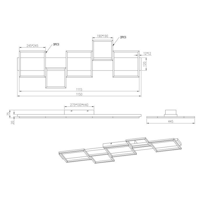 Holz Deckenlampe Braun, Justian, 42W, 3000K LED, 3-stufig dimmbar