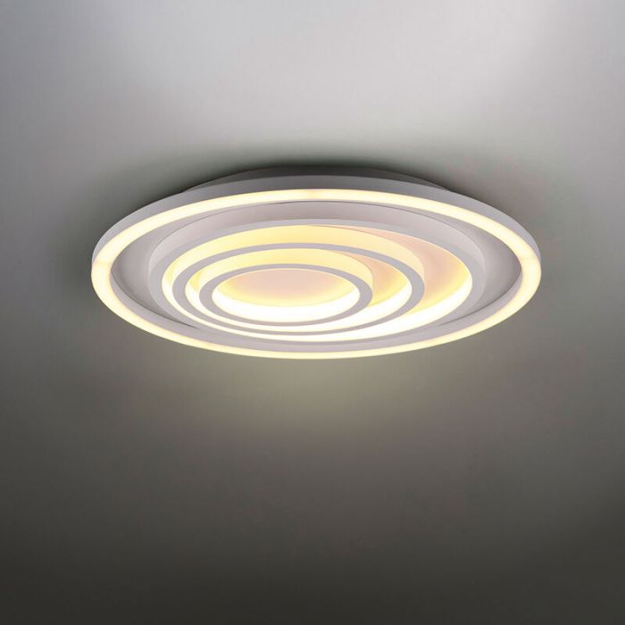 Weiße Deckenlampe Modern, Carolijn, 40W, warm- bis kaltweiß einstellbare LED, mit Fernbedienung