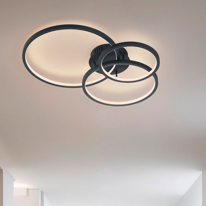 Anthrazit Deckenlampe Modern, Harold, 36W, RGBW LED, mit Fernbedienung