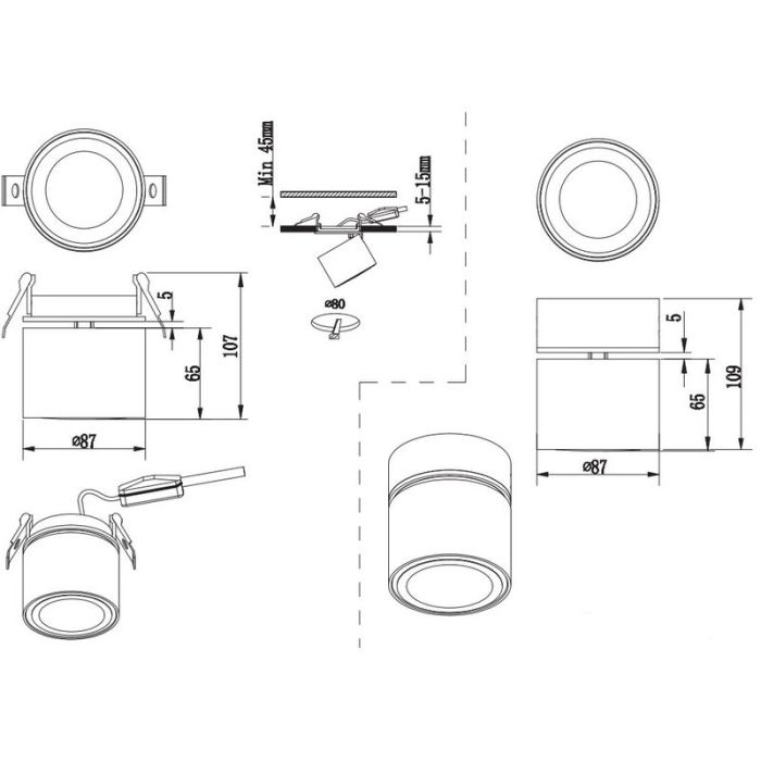 Weiße Deckenlampe Modern, Jorno, 3,5W, 3000K LED