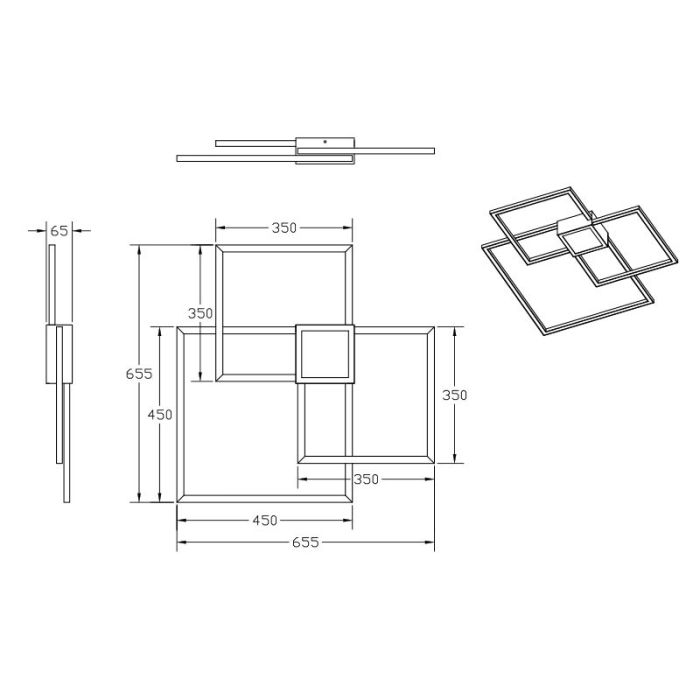 Weiße Deckenlampe Modern, Kimoni, 38W, 4000K LED, 3-stufig dimmbar