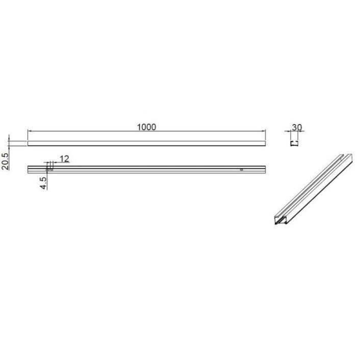 1-Meter-Spur für 2-Phasen-Spurbeleuchtung, schwarz