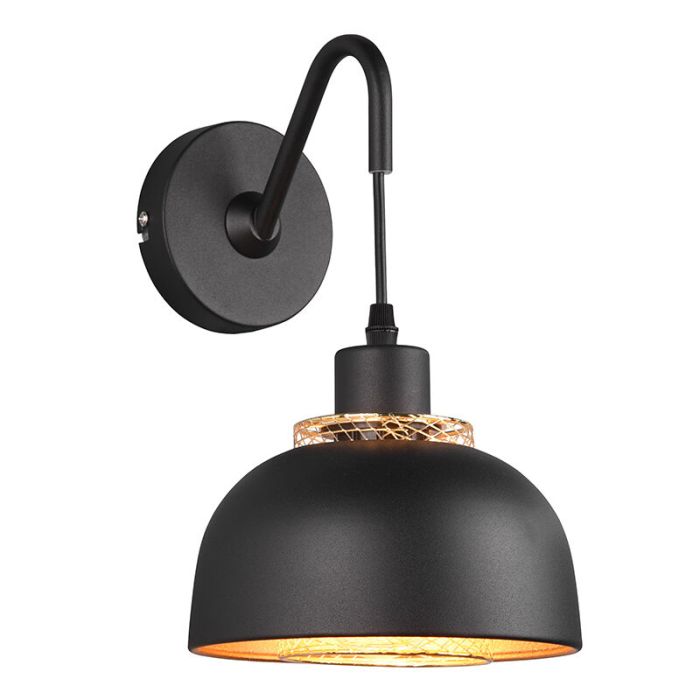 Schwarze Wandleuchte Industrial, Sylvano, mit Schalter