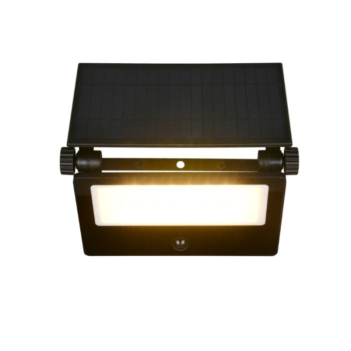 Schwarze Solar Außen Wandleuchte Modern, Mihriban, 18W, White Switch LED, IP54