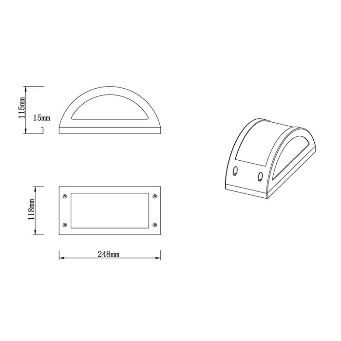 Anthrazit Außenleuchte Modern, Ivo, 12W, 3000K LED, IP54
