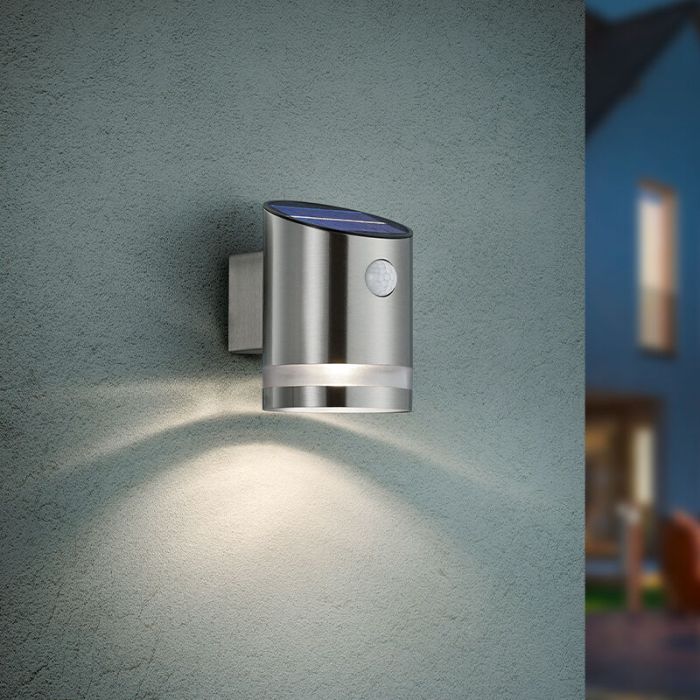 Nickel Außen Wandleuchte mit Bewegungsmelder Edelstahl, Suzan, 3W, 3000K LED, IP44