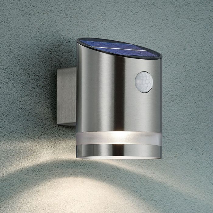 Nickel Außen Wandleuchte mit Bewegungsmelder Edelstahl, Suzan, 3W, 3000K LED, IP44