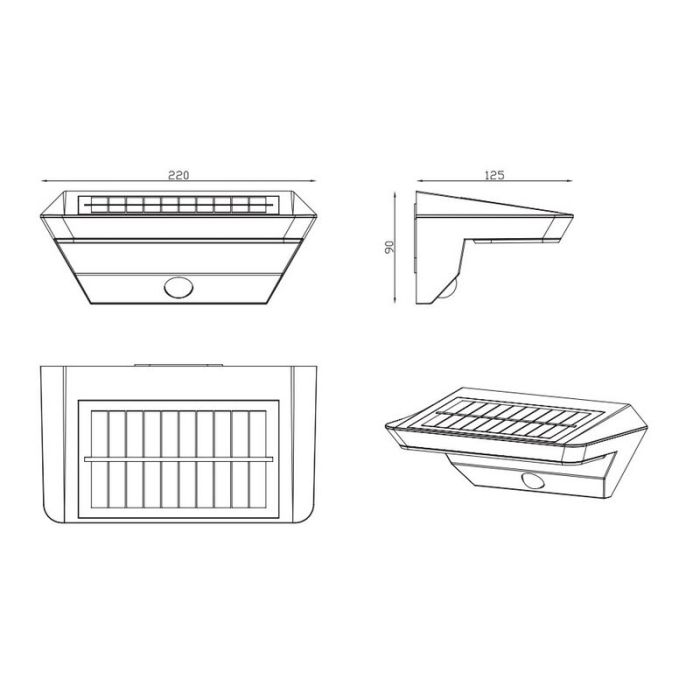 Anthrazit Außen Wandleuchte mit Bewegungsmelder Modern, Sunniva, 5W, 3000K LED, IP44