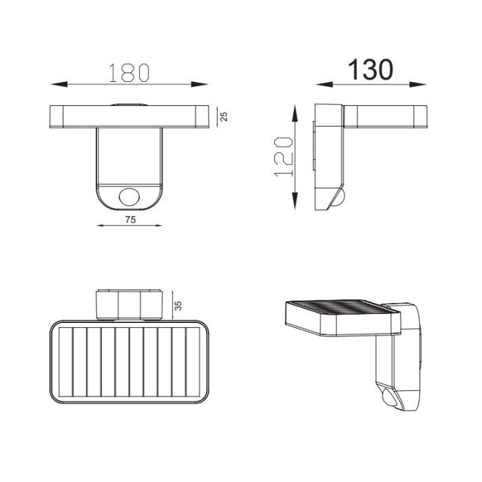 Anthrazit Außen Wandleuchte mit Bewegungsmelder Modern, Summer, 4,5W, 3000K LED, IP44